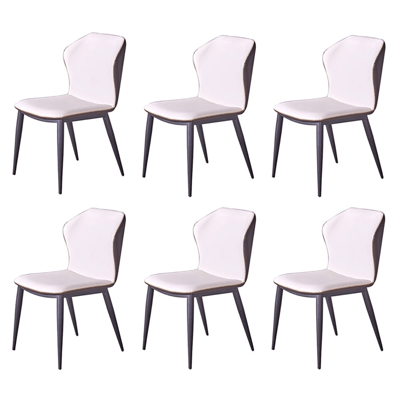 Metal Contemporary Dining Room Chair Metallic Finish Wingback Side Chair White Set of 6 Clearhalo ' kitchen&dining_furn' 'Dining Chairs' 'Dining Tables & Seating' 'dining_chair' 'Furniture' 'furniture_dining_chair' 'Kitchen & Dining Furniture' 'kitchen' 3455541