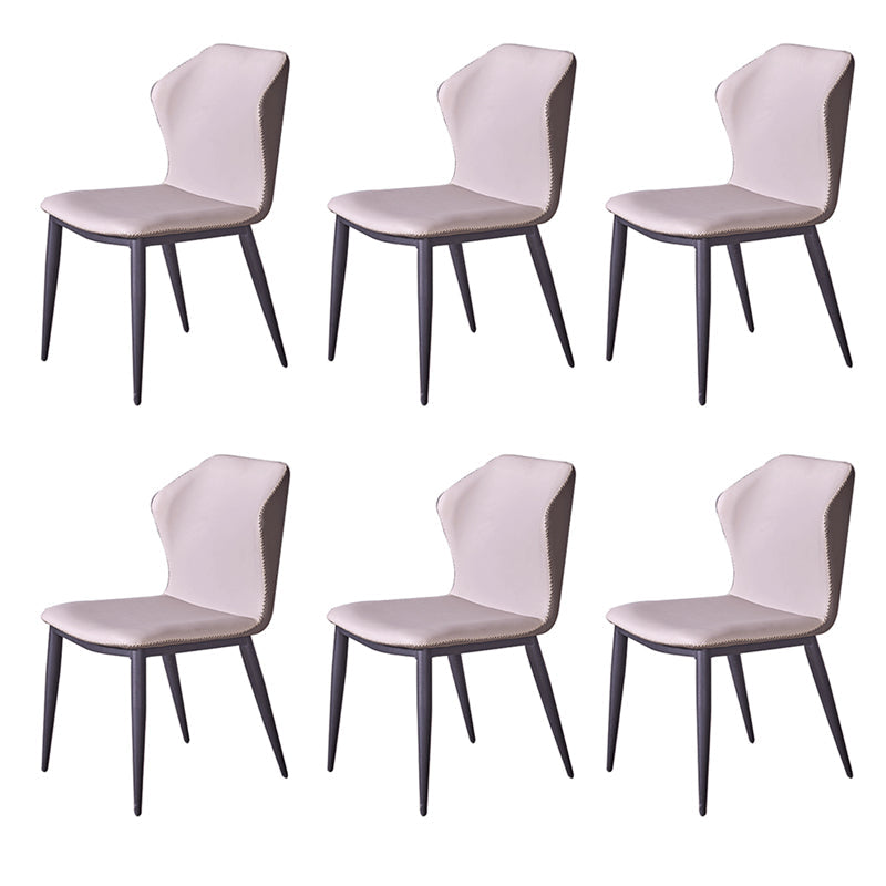 Metal Contemporary Dining Room Chair Metallic Finish Wingback Side Chair Light Gray Set of 6 Clearhalo ' kitchen&dining_furn' 'Dining Chairs' 'Dining Tables & Seating' 'dining_chair' 'Furniture' 'furniture_dining_chair' 'Kitchen & Dining Furniture' 'kitchen' 3455544