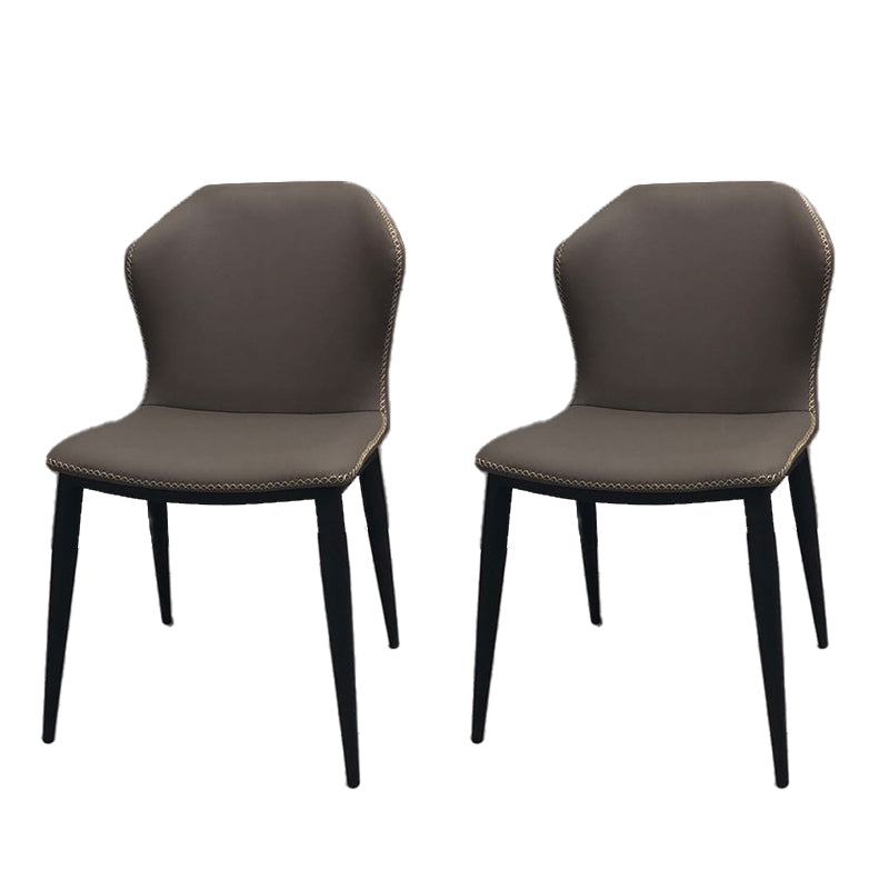 Metal Contemporary Dining Room Chair Metallic Finish Wingback Side Chair Dark Gray Set of 2 Clearhalo ' kitchen&dining_furn' 'Dining Chairs' 'Dining Tables & Seating' 'dining_chair' 'Furniture' 'furniture_dining_chair' 'Kitchen & Dining Furniture' 'kitchen' 3455545