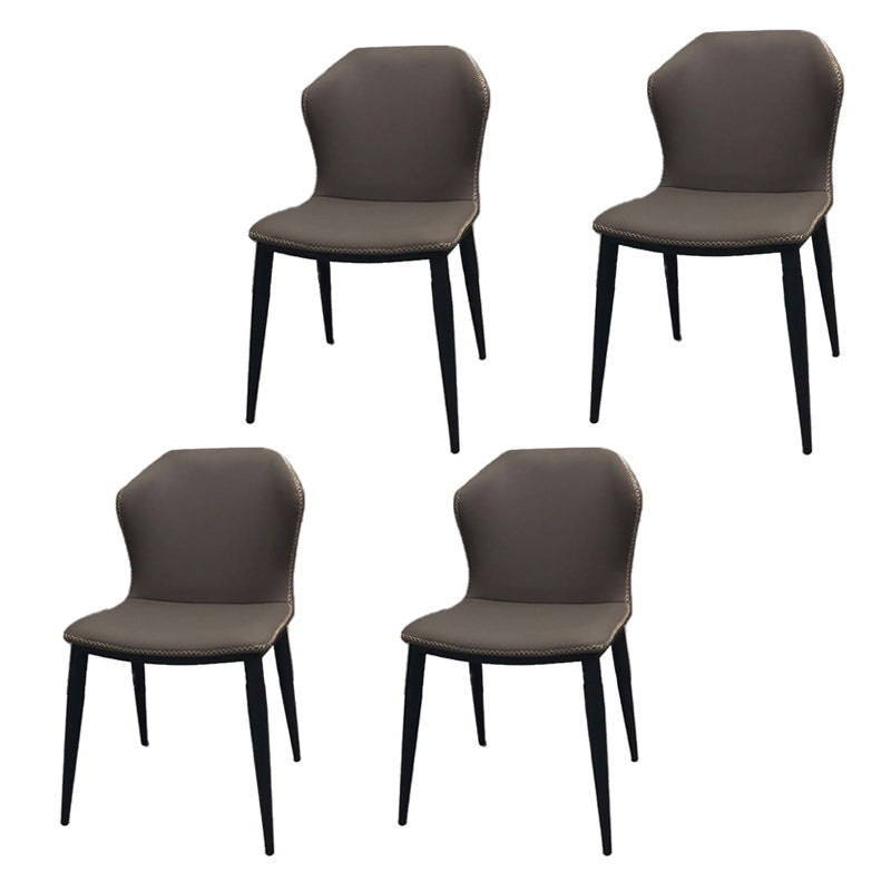 Metal Contemporary Dining Room Chair Metallic Finish Wingback Side Chair Dark Gray Set of 4 Clearhalo ' kitchen&dining_furn' 'Dining Chairs' 'Dining Tables & Seating' 'dining_chair' 'Furniture' 'furniture_dining_chair' 'Kitchen & Dining Furniture' 'kitchen' 3455546