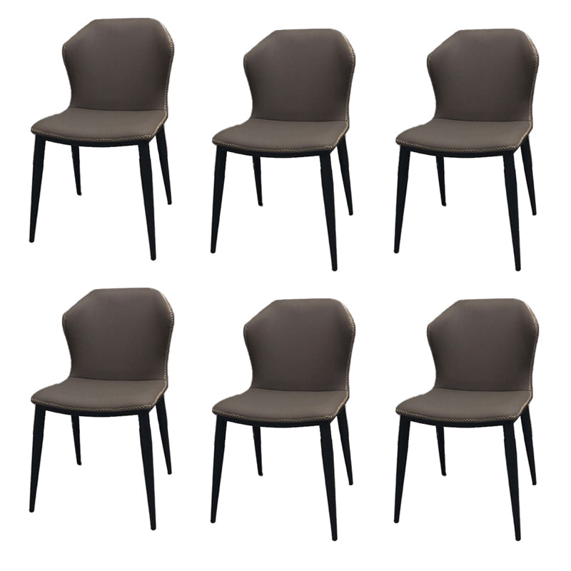 Metal Contemporary Dining Room Chair Metallic Finish Wingback Side Chair Dark Gray Set of 6 Clearhalo ' kitchen&dining_furn' 'Dining Chairs' 'Dining Tables & Seating' 'dining_chair' 'Furniture' 'furniture_dining_chair' 'Kitchen & Dining Furniture' 'kitchen' 3455547
