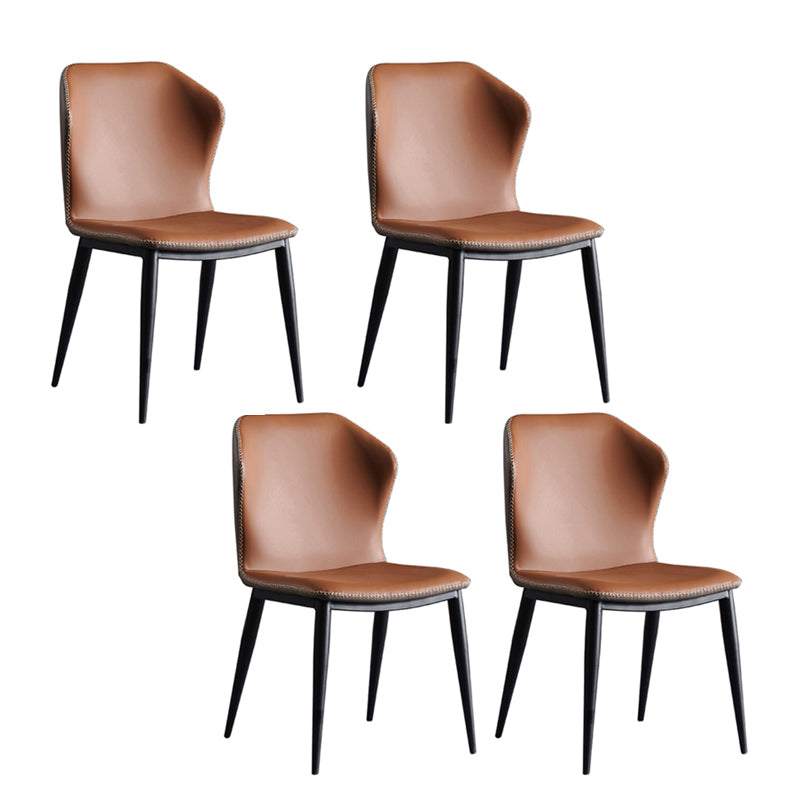 Metal Contemporary Dining Room Chair Metallic Finish Wingback Side Chair Coffee Set of 4 Clearhalo ' kitchen&dining_furn' 'Dining Chairs' 'Dining Tables & Seating' 'dining_chair' 'Furniture' 'furniture_dining_chair' 'Kitchen & Dining Furniture' 'kitchen' 3455549