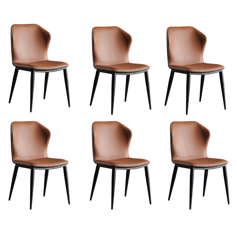Metal Contemporary Dining Room Chair Metallic Finish Wingback Side Chair Coffee Set of 6 Clearhalo ' kitchen&dining_furn' 'Dining Chairs' 'Dining Tables & Seating' 'dining_chair' 'Furniture' 'furniture_dining_chair' 'Kitchen & Dining Furniture' 'kitchen' 3455550