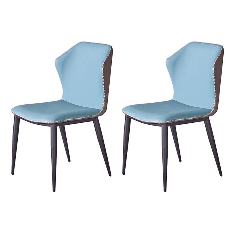 Metal Contemporary Dining Room Chair Metallic Finish Wingback Side Chair Blue Set of 2 Clearhalo ' kitchen&dining_furn' 'Dining Chairs' 'Dining Tables & Seating' 'dining_chair' 'Furniture' 'furniture_dining_chair' 'Kitchen & Dining Furniture' 'kitchen' 3455551