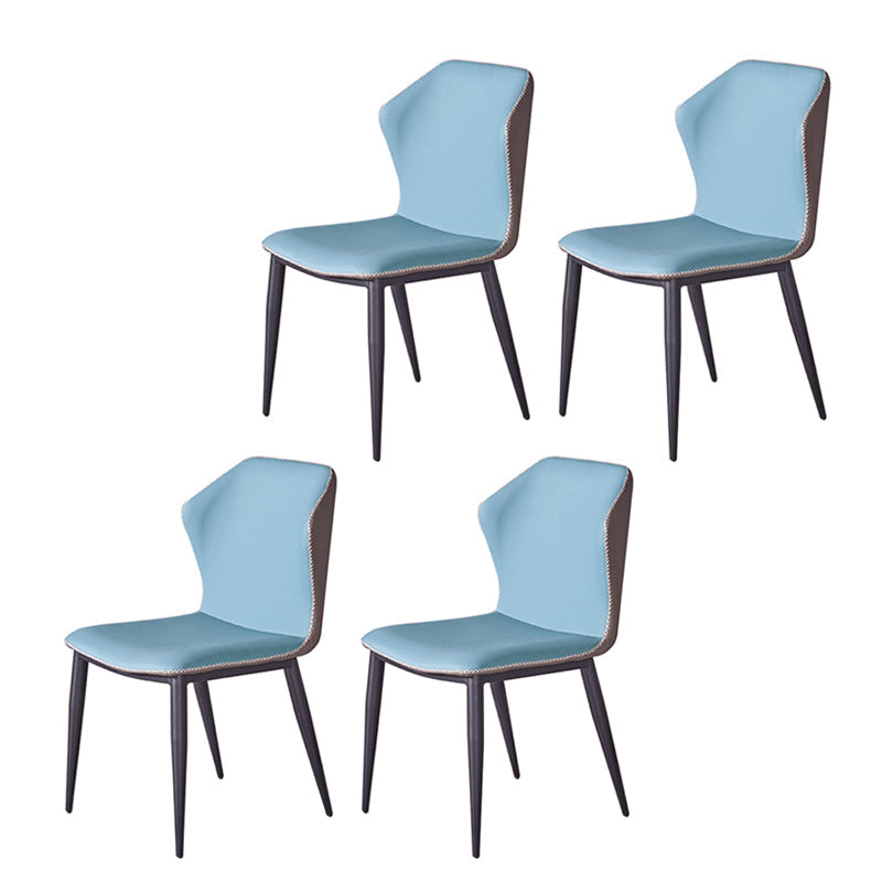 Metal Contemporary Dining Room Chair Metallic Finish Wingback Side Chair Blue Set of 4 Clearhalo ' kitchen&dining_furn' 'Dining Chairs' 'Dining Tables & Seating' 'dining_chair' 'Furniture' 'furniture_dining_chair' 'Kitchen & Dining Furniture' 'kitchen' 3455552