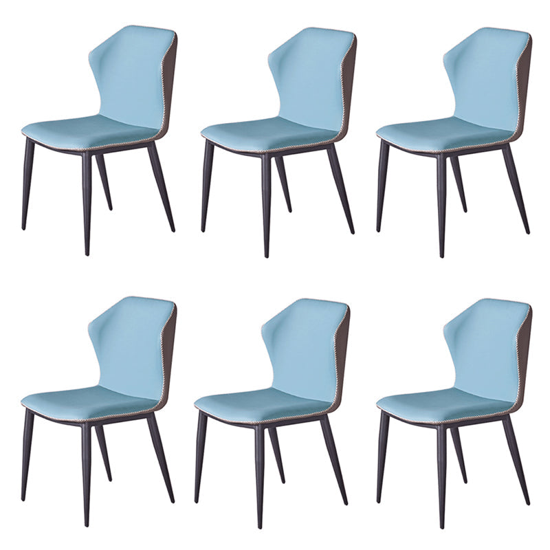 Metal Contemporary Dining Room Chair Metallic Finish Wingback Side Chair Blue Set of 6 Clearhalo ' kitchen&dining_furn' 'Dining Chairs' 'Dining Tables & Seating' 'dining_chair' 'Furniture' 'furniture_dining_chair' 'Kitchen & Dining Furniture' 'kitchen' 3455553