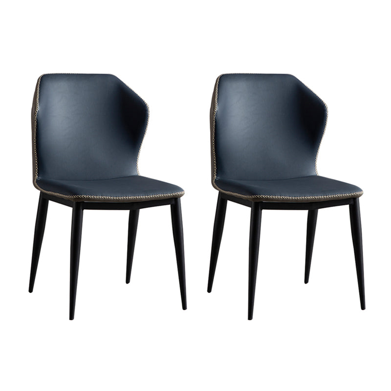 Metal Contemporary Dining Room Chair Metallic Finish Wingback Side Chair Navy Blue Set of 2 Clearhalo ' kitchen&dining_furn' 'Dining Chairs' 'Dining Tables & Seating' 'dining_chair' 'Furniture' 'furniture_dining_chair' 'Kitchen & Dining Furniture' 'kitchen' 3455554