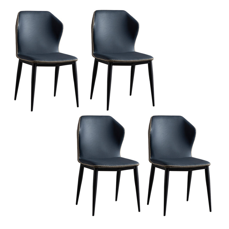 Metal Contemporary Dining Room Chair Metallic Finish Wingback Side Chair Navy Blue Set of 4 Clearhalo ' kitchen&dining_furn' 'Dining Chairs' 'Dining Tables & Seating' 'dining_chair' 'Furniture' 'furniture_dining_chair' 'Kitchen & Dining Furniture' 'kitchen' 3455555