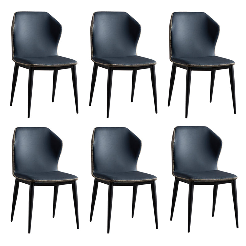 Metal Contemporary Dining Room Chair Metallic Finish Wingback Side Chair Navy Blue Set of 6 Clearhalo ' kitchen&dining_furn' 'Dining Chairs' 'Dining Tables & Seating' 'dining_chair' 'Furniture' 'furniture_dining_chair' 'Kitchen & Dining Furniture' 'kitchen' 3455556
