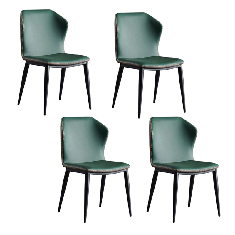Metal Contemporary Dining Room Chair Metallic Finish Wingback Side Chair Blackish Green Set of 4 Clearhalo ' kitchen&dining_furn' 'Dining Chairs' 'Dining Tables & Seating' 'dining_chair' 'Furniture' 'furniture_dining_chair' 'Kitchen & Dining Furniture' 'kitchen' 3455557