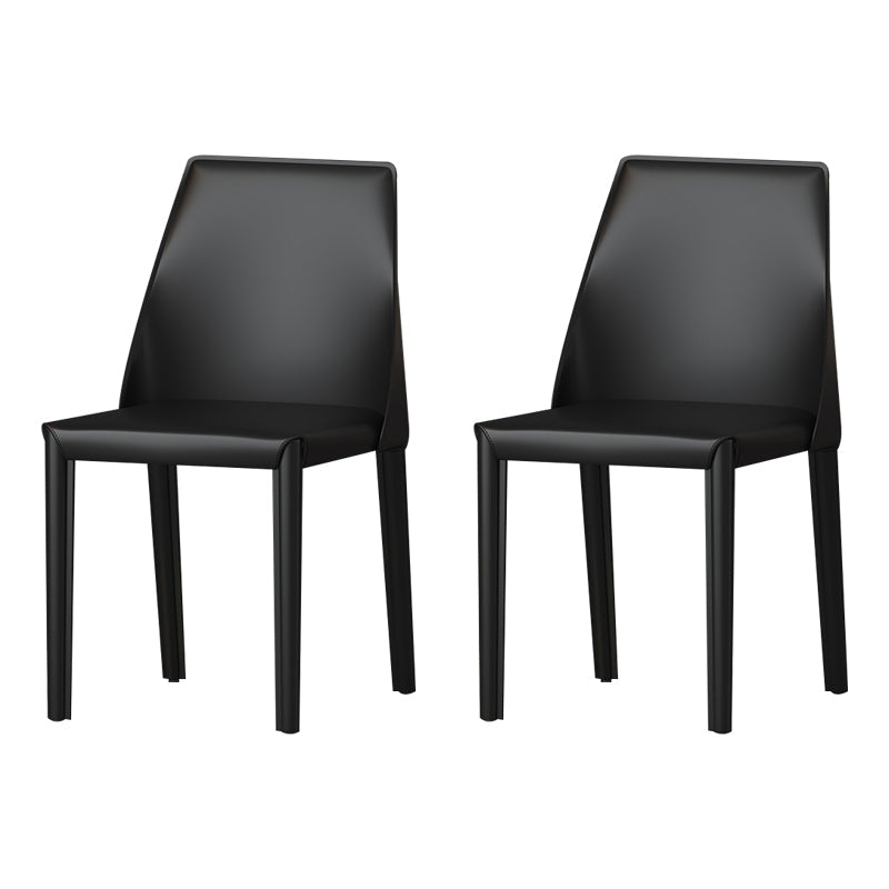 Modern Style Leather Dining Chair Matte Color Kitchen Side Parsons Chair Black Set of 2 Clearhalo ' kitchen&dining_furn' 'Dining Chairs' 'Dining Tables & Seating' 'dining_chair' 'Furniture' 'furniture_dining_chair' 'Kitchen & Dining Furniture' 'kitchen' 3455561