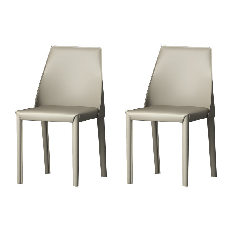 Modern Style Leather Dining Chair Matte Color Kitchen Side Parsons Chair Light Gray Set of 2 Clearhalo ' kitchen&dining_furn' 'Dining Chairs' 'Dining Tables & Seating' 'dining_chair' 'Furniture' 'furniture_dining_chair' 'Kitchen & Dining Furniture' 'kitchen' 3455572