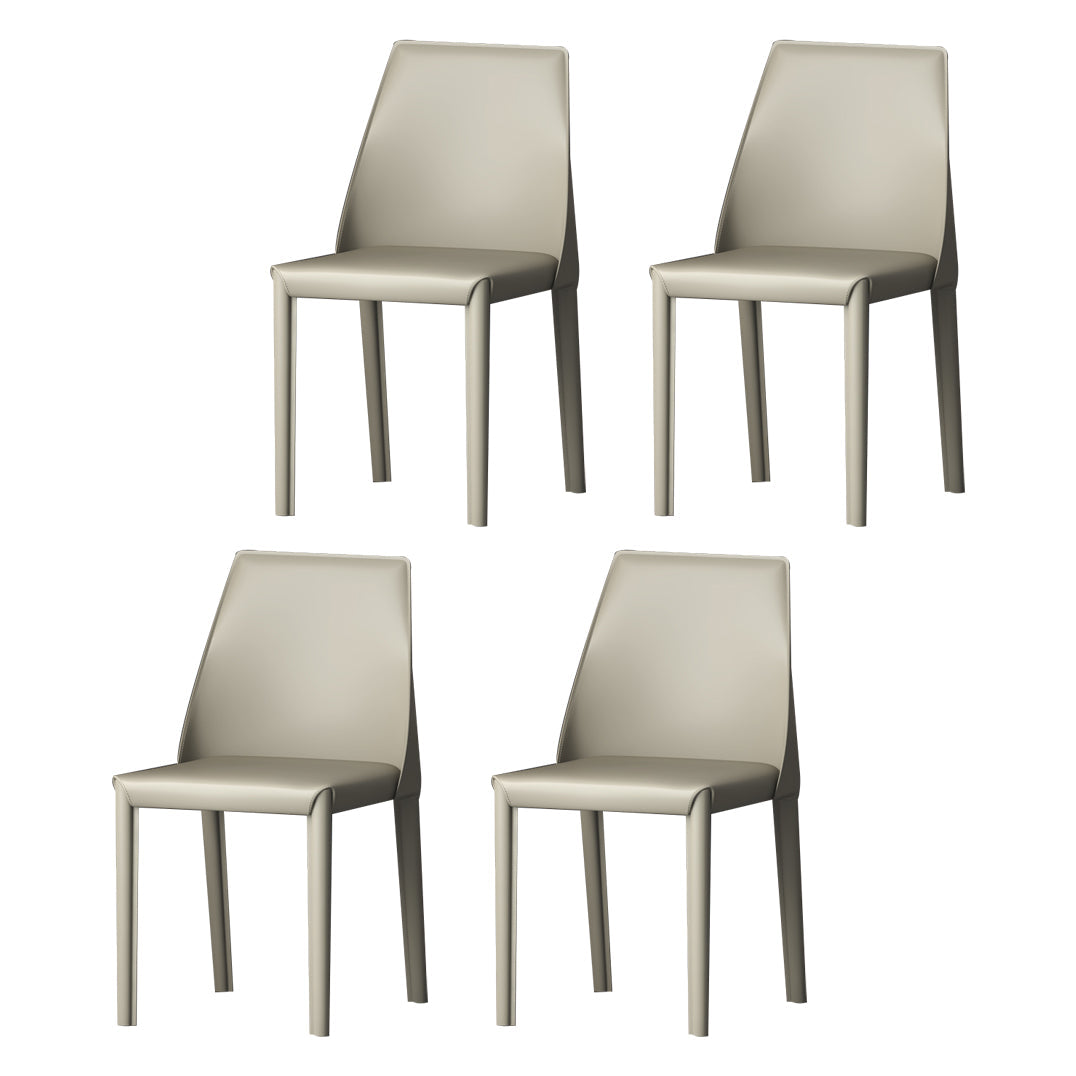 Modern Style Leather Dining Chair Matte Color Kitchen Side Parsons Chair Light Gray Set of 4 Clearhalo ' kitchen&dining_furn' 'Dining Chairs' 'Dining Tables & Seating' 'dining_chair' 'Furniture' 'furniture_dining_chair' 'Kitchen & Dining Furniture' 'kitchen' 3455575