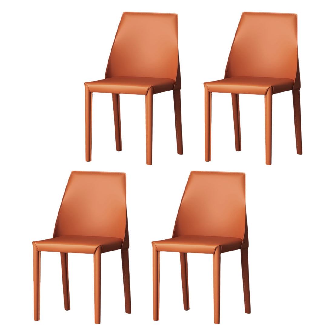 Modern Style Leather Dining Chair Matte Color Kitchen Side Parsons Chair Orange Set of 4 Clearhalo ' kitchen&dining_furn' 'Dining Chairs' 'Dining Tables & Seating' 'dining_chair' 'Furniture' 'furniture_dining_chair' 'Kitchen & Dining Furniture' 'kitchen' 3455581