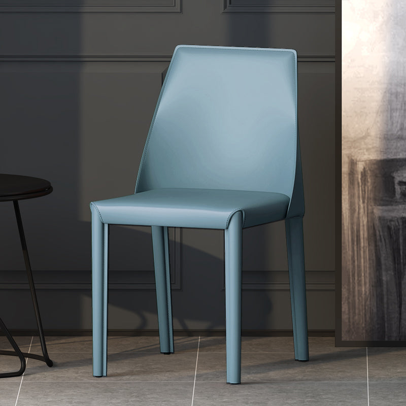 Modern Style Leather Dining Chair Matte Color Kitchen Side Parsons Chair Light Blue 1 Piece Clearhalo ' kitchen&dining_furn' 'Dining Chairs' 'Dining Tables & Seating' 'dining_chair' 'Furniture' 'furniture_dining_chair' 'Kitchen & Dining Furniture' 'kitchen' 3455586