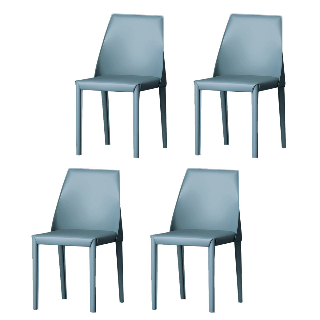Modern Style Leather Dining Chair Matte Color Kitchen Side Parsons Chair Light Blue Set of 4 Clearhalo ' kitchen&dining_furn' 'Dining Chairs' 'Dining Tables & Seating' 'dining_chair' 'Furniture' 'furniture_dining_chair' 'Kitchen & Dining Furniture' 'kitchen' 3455588