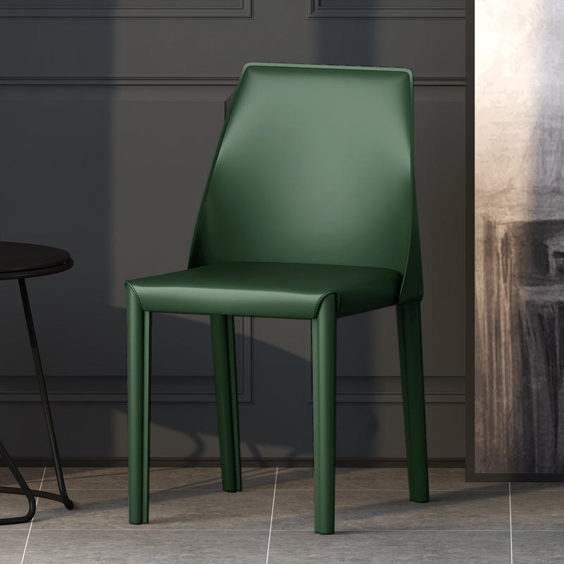 Modern Style Leather Dining Chair Matte Color Kitchen Side Parsons Chair Dark Green 1 Piece Clearhalo ' kitchen&dining_furn' 'Dining Chairs' 'Dining Tables & Seating' 'dining_chair' 'Furniture' 'furniture_dining_chair' 'Kitchen & Dining Furniture' 'kitchen' 3455592