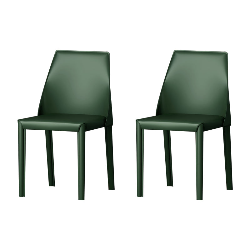 Modern Style Leather Dining Chair Matte Color Kitchen Side Parsons Chair Dark Green Set of 2 Clearhalo ' kitchen&dining_furn' 'Dining Chairs' 'Dining Tables & Seating' 'dining_chair' 'Furniture' 'furniture_dining_chair' 'Kitchen & Dining Furniture' 'kitchen' 3455593