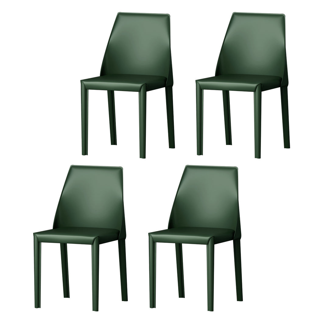 Modern Style Leather Dining Chair Matte Color Kitchen Side Parsons Chair Dark Green Set of 4 Clearhalo ' kitchen&dining_furn' 'Dining Chairs' 'Dining Tables & Seating' 'dining_chair' 'Furniture' 'furniture_dining_chair' 'Kitchen & Dining Furniture' 'kitchen' 3455594