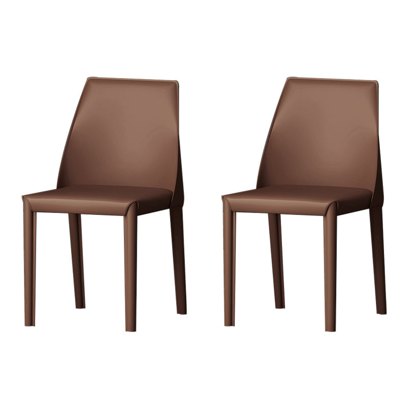 Modern Style Leather Dining Chair Matte Color Kitchen Side Parsons Chair Dark Coffee Set of 2 Clearhalo ' kitchen&dining_furn' 'Dining Chairs' 'Dining Tables & Seating' 'dining_chair' 'Furniture' 'furniture_dining_chair' 'Kitchen & Dining Furniture' 'kitchen' 3455596