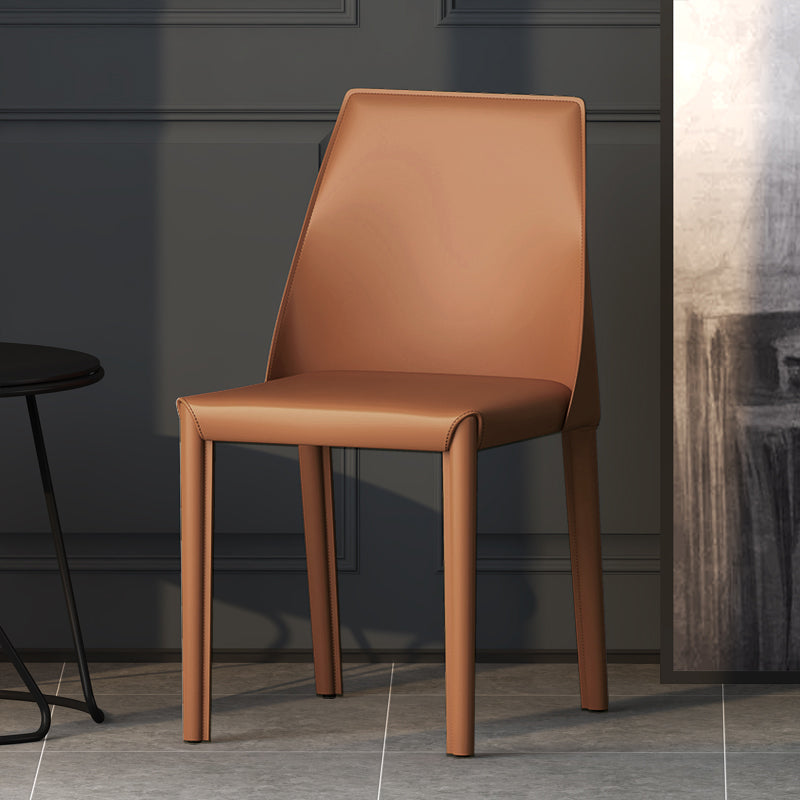 Modern Style Leather Dining Chair Matte Color Kitchen Side Parsons Chair Light Coffee 1 Piece Clearhalo ' kitchen&dining_furn' 'Dining Chairs' 'Dining Tables & Seating' 'dining_chair' 'Furniture' 'furniture_dining_chair' 'Kitchen & Dining Furniture' 'kitchen' 3455598
