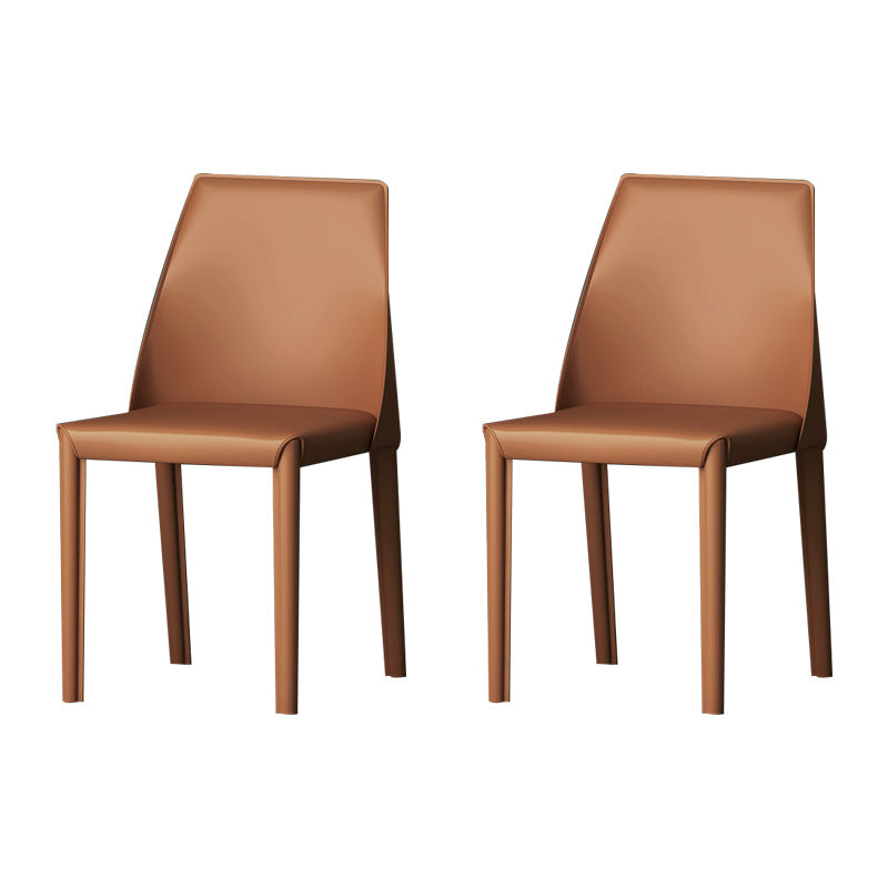 Modern Style Leather Dining Chair Matte Color Kitchen Side Parsons Chair Light Coffee Set of 2 Clearhalo ' kitchen&dining_furn' 'Dining Chairs' 'Dining Tables & Seating' 'dining_chair' 'Furniture' 'furniture_dining_chair' 'Kitchen & Dining Furniture' 'kitchen' 3455599