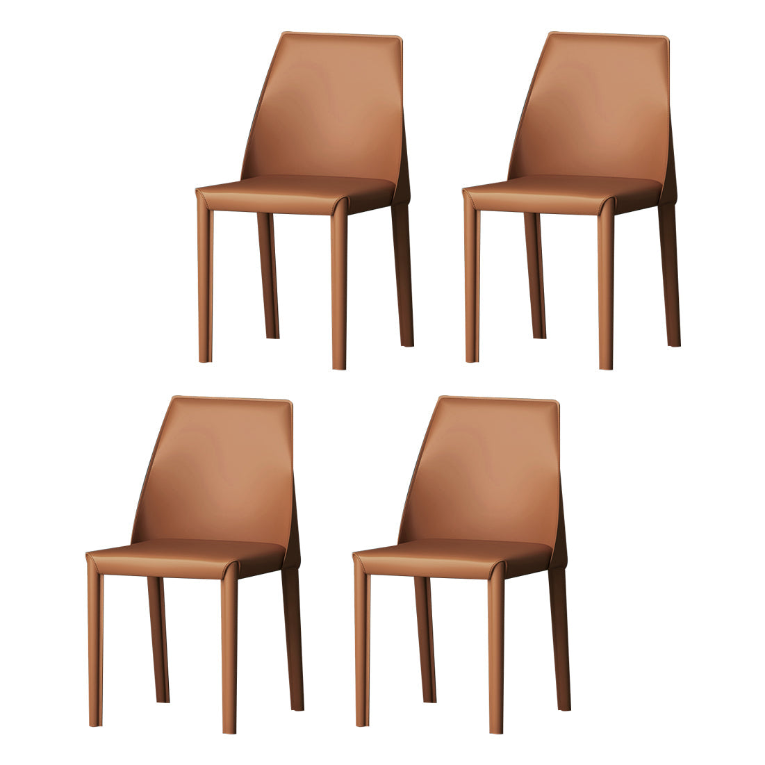Modern Style Leather Dining Chair Matte Color Kitchen Side Parsons Chair Light Coffee Set of 4 Clearhalo ' kitchen&dining_furn' 'Dining Chairs' 'Dining Tables & Seating' 'dining_chair' 'Furniture' 'furniture_dining_chair' 'Kitchen & Dining Furniture' 'kitchen' 3455600
