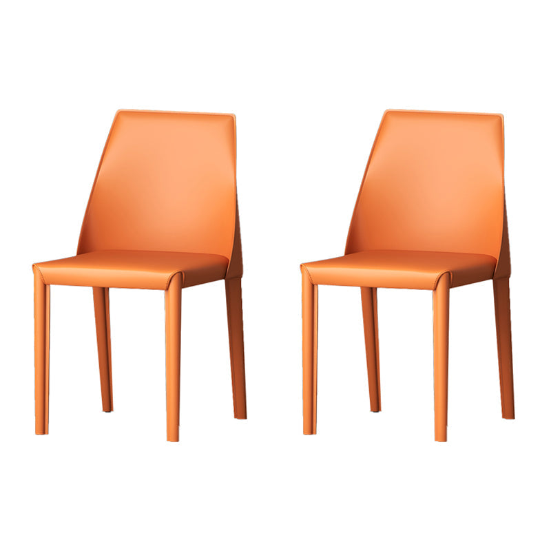 Modern Style Leather Dining Chair Matte Color Kitchen Side Parsons Chair Orange Set of 2 Clearhalo ' kitchen&dining_furn' 'Dining Chairs' 'Dining Tables & Seating' 'dining_chair' 'Furniture' 'furniture_dining_chair' 'Kitchen & Dining Furniture' 'kitchen' 3455602