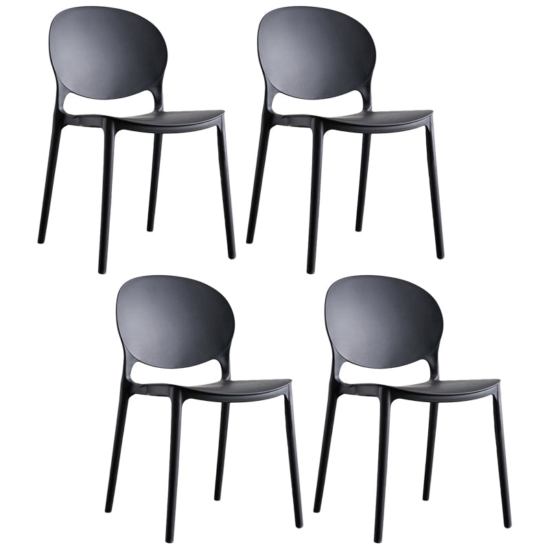 Plastic Contemporary Dining Room Chair Open Back Home Stackable Side Chair Black Set of 4 Clearhalo ' kitchen&dining_furn' 'Dining Chairs' 'Dining Tables & Seating' 'dining_chair' 'Furniture' 'furniture_dining_chair' 'Kitchen & Dining Furniture' 'kitchen' 3455609