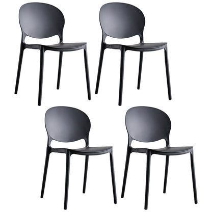 Plastic Contemporary Dining Room Chair Open Back Home Stackable Side Chair Black Set of 4 Clearhalo ' kitchen&dining_furn' 'Dining Chairs' 'Dining Tables & Seating' 'dining_chair' 'Furniture' 'furniture_dining_chair' 'Kitchen & Dining Furniture' 'kitchen' 3455609