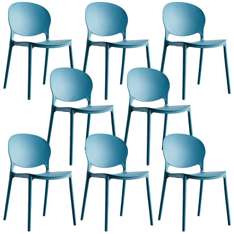 Plastic Contemporary Dining Room Chair Open Back Home Stackable Side Chair Blue Set of 8 Clearhalo ' kitchen&dining_furn' 'Dining Chairs' 'Dining Tables & Seating' 'dining_chair' 'Furniture' 'furniture_dining_chair' 'Kitchen & Dining Furniture' 'kitchen' 3455615