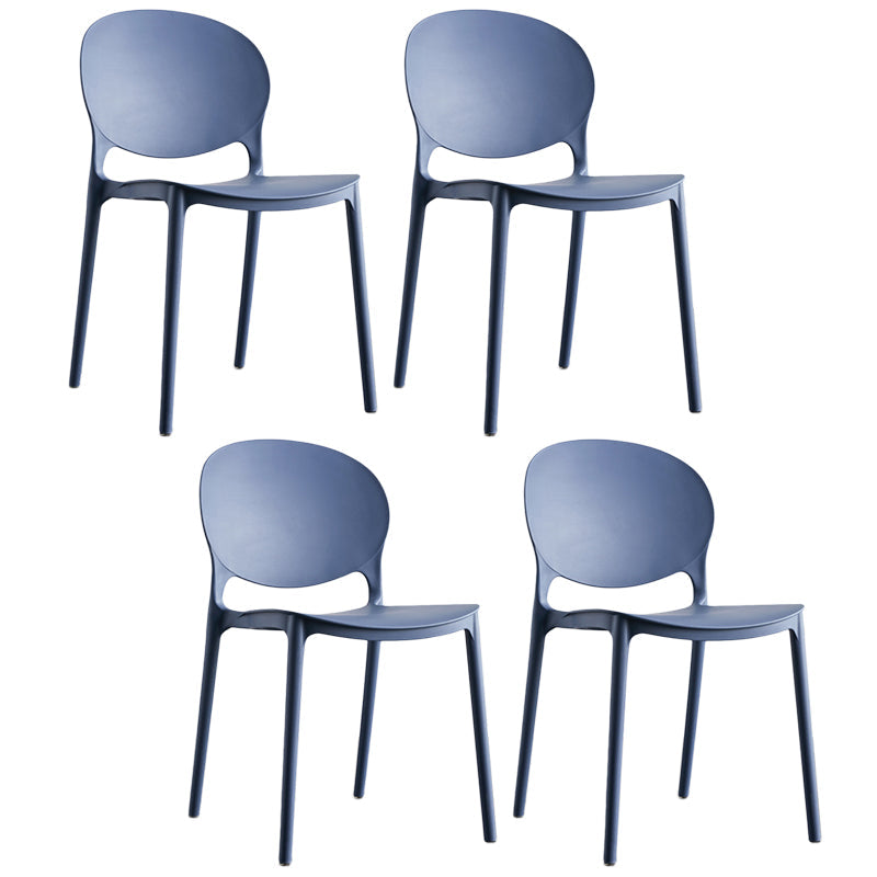 Plastic Contemporary Dining Room Chair Open Back Home Stackable Side Chair Gray Blue Set of 4 Clearhalo ' kitchen&dining_furn' 'Dining Chairs' 'Dining Tables & Seating' 'dining_chair' 'Furniture' 'furniture_dining_chair' 'Kitchen & Dining Furniture' 'kitchen' 3455617