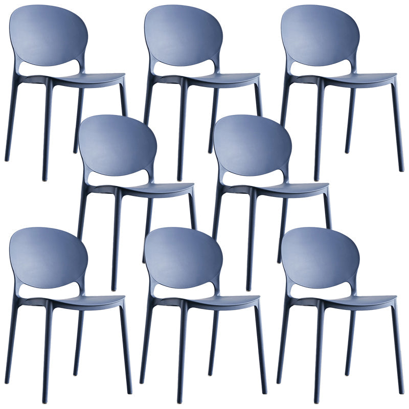 Plastic Contemporary Dining Room Chair Open Back Home Stackable Side Chair Gray Blue Set of 8 Clearhalo ' kitchen&dining_furn' 'Dining Chairs' 'Dining Tables & Seating' 'dining_chair' 'Furniture' 'furniture_dining_chair' 'Kitchen & Dining Furniture' 'kitchen' 3455618
