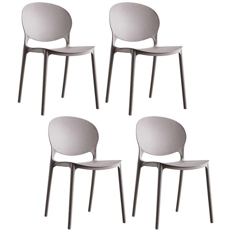 Plastic Contemporary Dining Room Chair Open Back Home Stackable Side Chair Grey Set of 4 Clearhalo ' kitchen&dining_furn' 'Dining Chairs' 'Dining Tables & Seating' 'dining_chair' 'Furniture' 'furniture_dining_chair' 'Kitchen & Dining Furniture' 'kitchen' 3455621