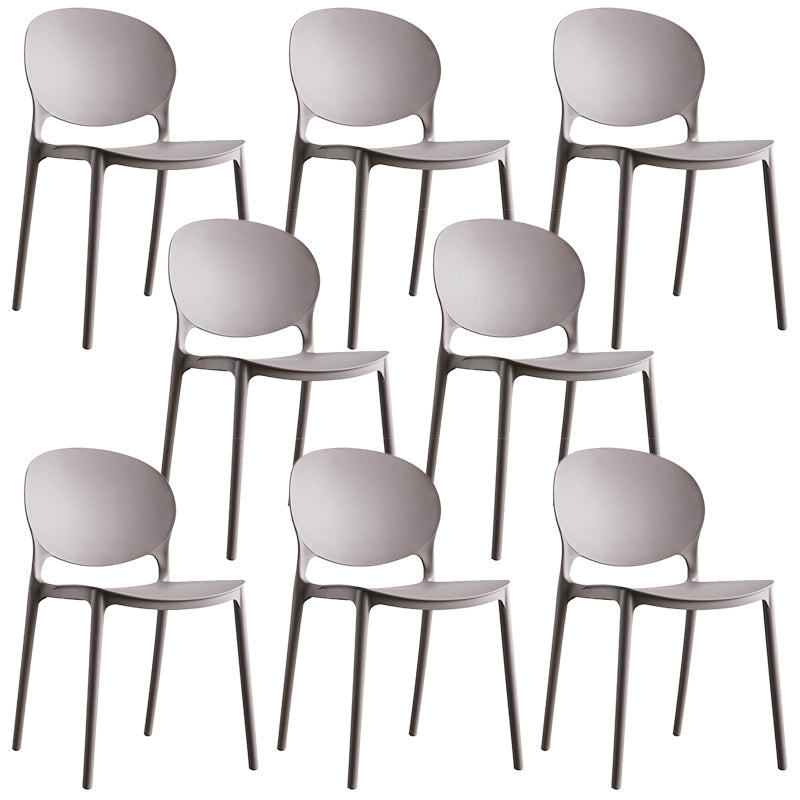 Plastic Contemporary Dining Room Chair Open Back Home Stackable Side Chair Grey Set of 8 Clearhalo ' kitchen&dining_furn' 'Dining Chairs' 'Dining Tables & Seating' 'dining_chair' 'Furniture' 'furniture_dining_chair' 'Kitchen & Dining Furniture' 'kitchen' 3455623