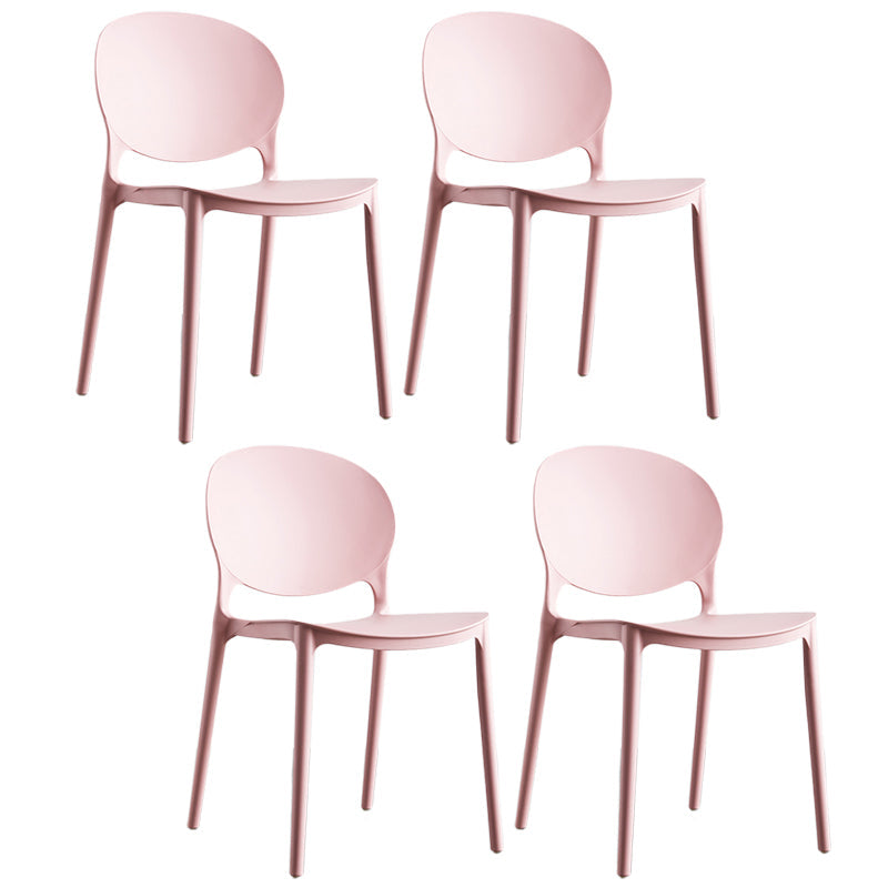 Plastic Contemporary Dining Room Chair Open Back Home Stackable Side Chair Pink Set of 4 Clearhalo ' kitchen&dining_furn' 'Dining Chairs' 'Dining Tables & Seating' 'dining_chair' 'Furniture' 'furniture_dining_chair' 'Kitchen & Dining Furniture' 'kitchen' 3455625