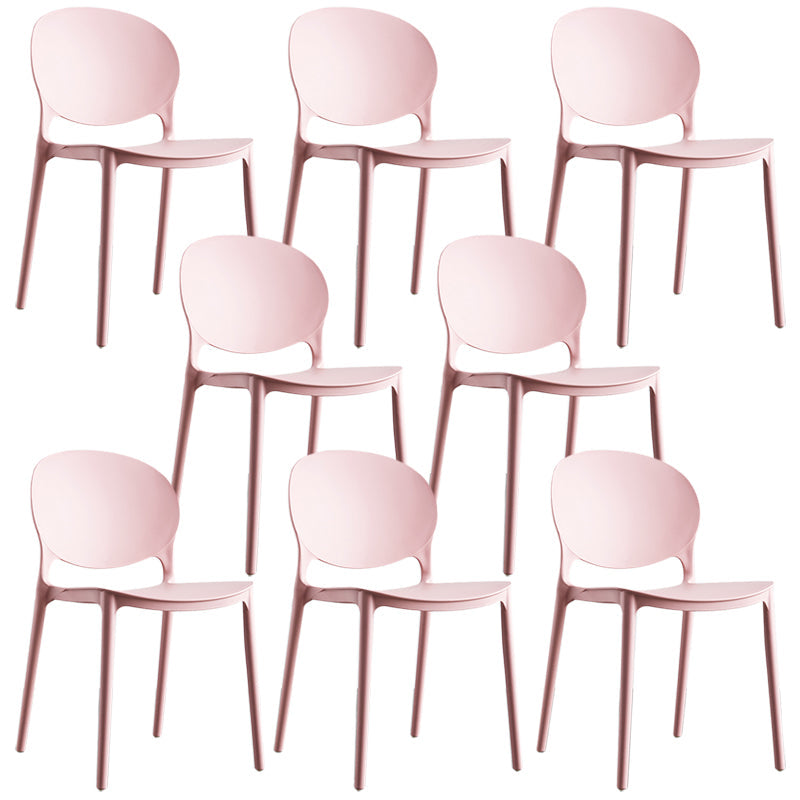 Plastic Contemporary Dining Room Chair Open Back Home Stackable Side Chair Pink Set of 8 Clearhalo ' kitchen&dining_furn' 'Dining Chairs' 'Dining Tables & Seating' 'dining_chair' 'Furniture' 'furniture_dining_chair' 'Kitchen & Dining Furniture' 'kitchen' 3455626