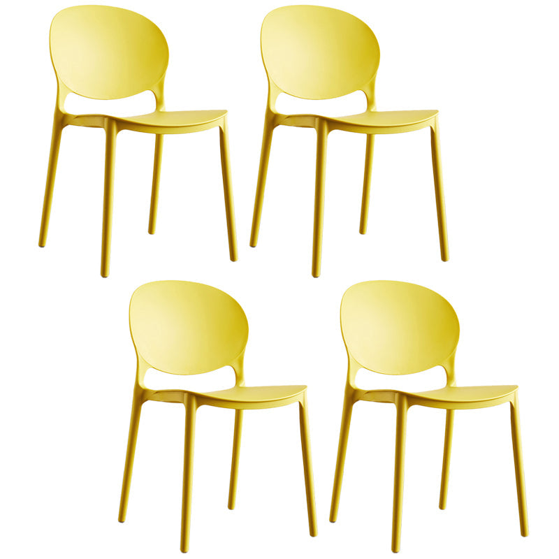Plastic Contemporary Dining Room Chair Open Back Home Stackable Side Chair Yellow Set of 4 Clearhalo ' kitchen&dining_furn' 'Dining Chairs' 'Dining Tables & Seating' 'dining_chair' 'Furniture' 'furniture_dining_chair' 'Kitchen & Dining Furniture' 'kitchen' 3455628