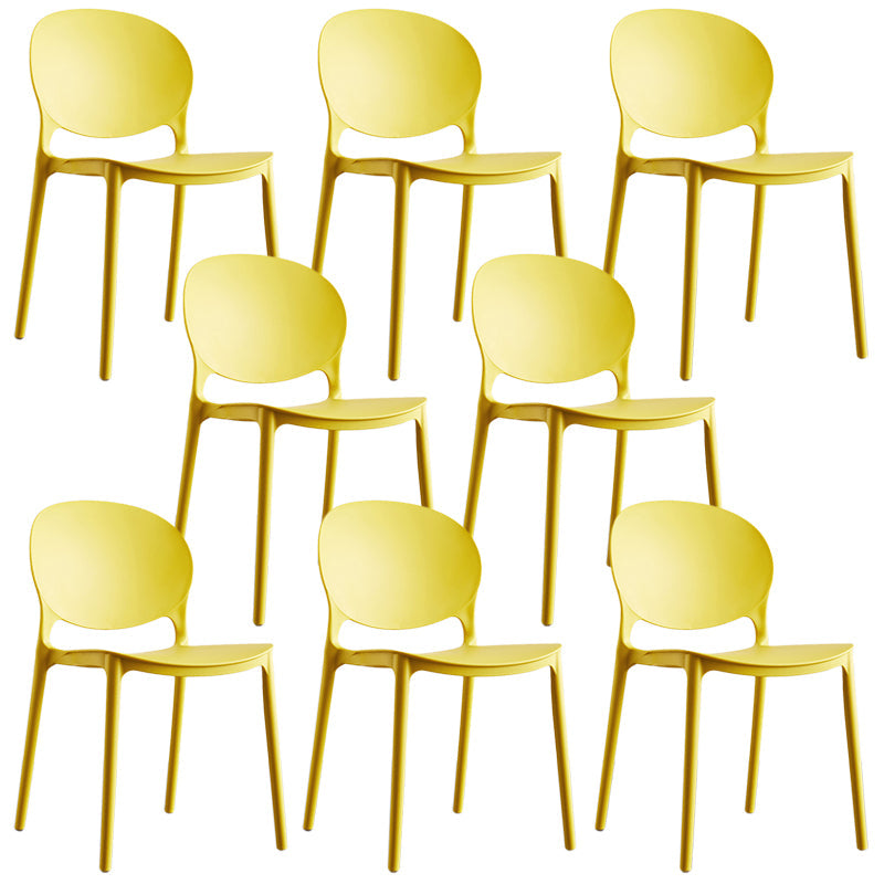 Plastic Contemporary Dining Room Chair Open Back Home Stackable Side Chair Yellow Set of 8 Clearhalo ' kitchen&dining_furn' 'Dining Chairs' 'Dining Tables & Seating' 'dining_chair' 'Furniture' 'furniture_dining_chair' 'Kitchen & Dining Furniture' 'kitchen' 3455630
