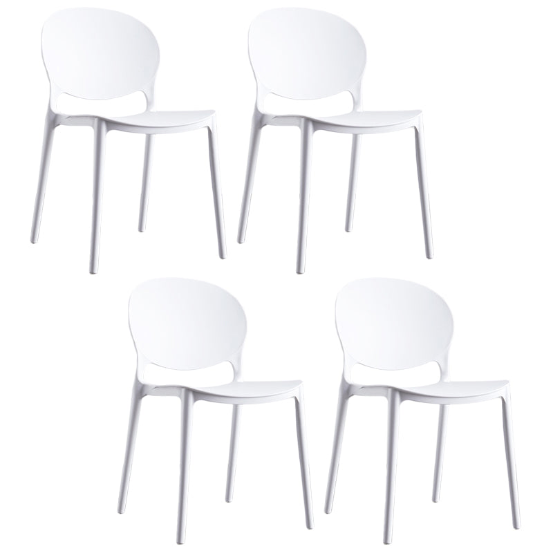 Plastic Contemporary Dining Room Chair Open Back Home Stackable Side Chair White Set of 4 Clearhalo ' kitchen&dining_furn' 'Dining Chairs' 'Dining Tables & Seating' 'dining_chair' 'Furniture' 'furniture_dining_chair' 'Kitchen & Dining Furniture' 'kitchen' 3455631