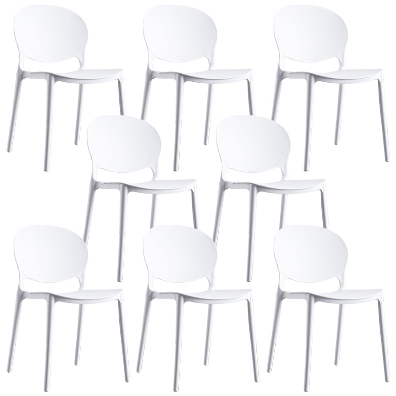 Plastic Contemporary Dining Room Chair Open Back Home Stackable Side Chair White Set of 8 Clearhalo ' kitchen&dining_furn' 'Dining Chairs' 'Dining Tables & Seating' 'dining_chair' 'Furniture' 'furniture_dining_chair' 'Kitchen & Dining Furniture' 'kitchen' 3455632