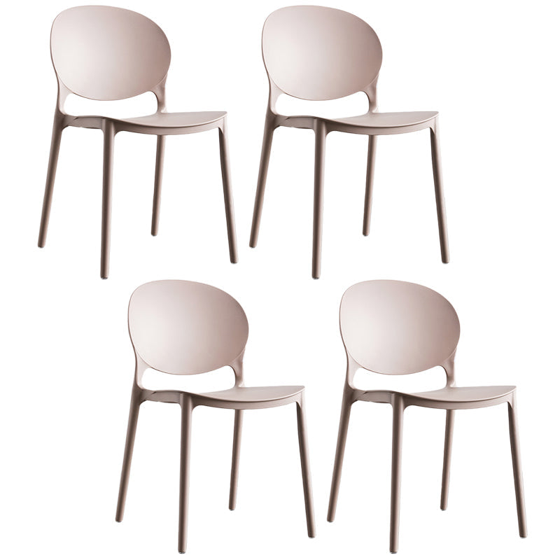 Plastic Contemporary Dining Room Chair Open Back Home Stackable Side Chair Khaki Set of 4 Clearhalo ' kitchen&dining_furn' 'Dining Chairs' 'Dining Tables & Seating' 'dining_chair' 'Furniture' 'furniture_dining_chair' 'Kitchen & Dining Furniture' 'kitchen' 3455633