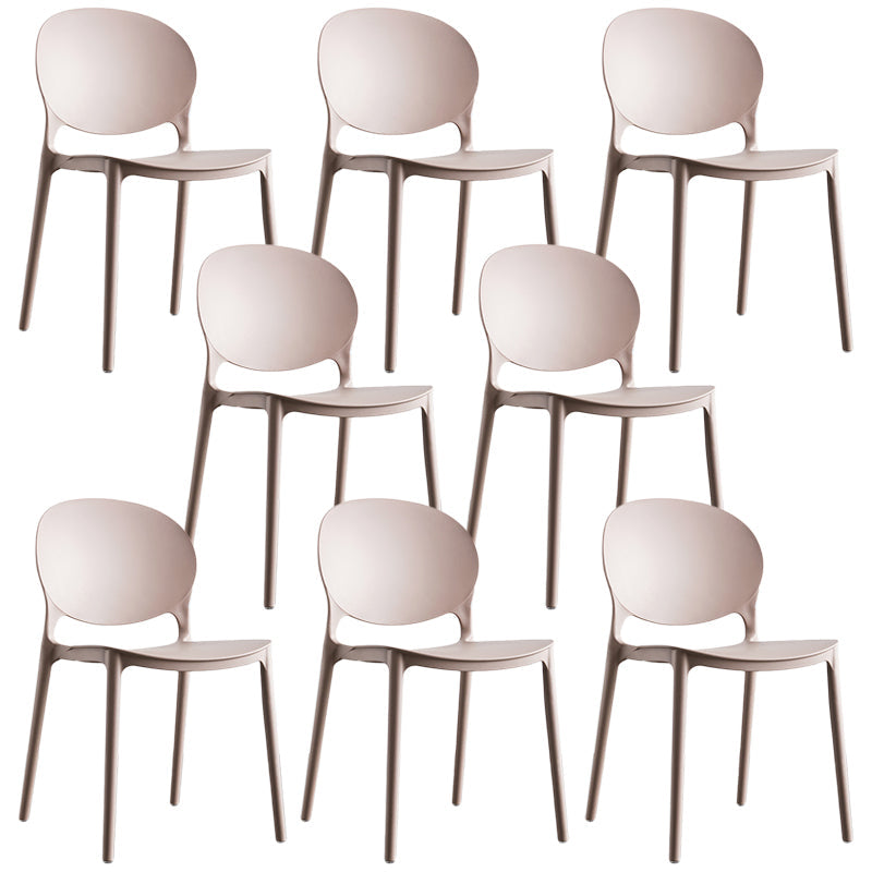Plastic Contemporary Dining Room Chair Open Back Home Stackable Side Chair Khaki Set of 8 Clearhalo ' kitchen&dining_furn' 'Dining Chairs' 'Dining Tables & Seating' 'dining_chair' 'Furniture' 'furniture_dining_chair' 'Kitchen & Dining Furniture' 'kitchen' 3455634