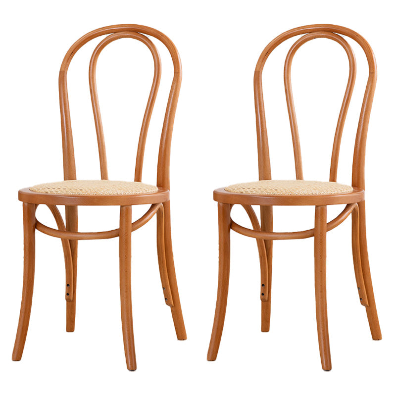 French Modern Style Solid Wood Dining Chairs Set Windsor Back Side Chair Khaki-Orange Rattan Set of 2 Clearhalo ' kitchen&dining_furn' 'Dining Chairs' 'Dining Tables & Seating' 'dining_chair' 'Furniture' 'furniture_dining_chair' 'Kitchen & Dining Furniture' 'kitchen' 3455648