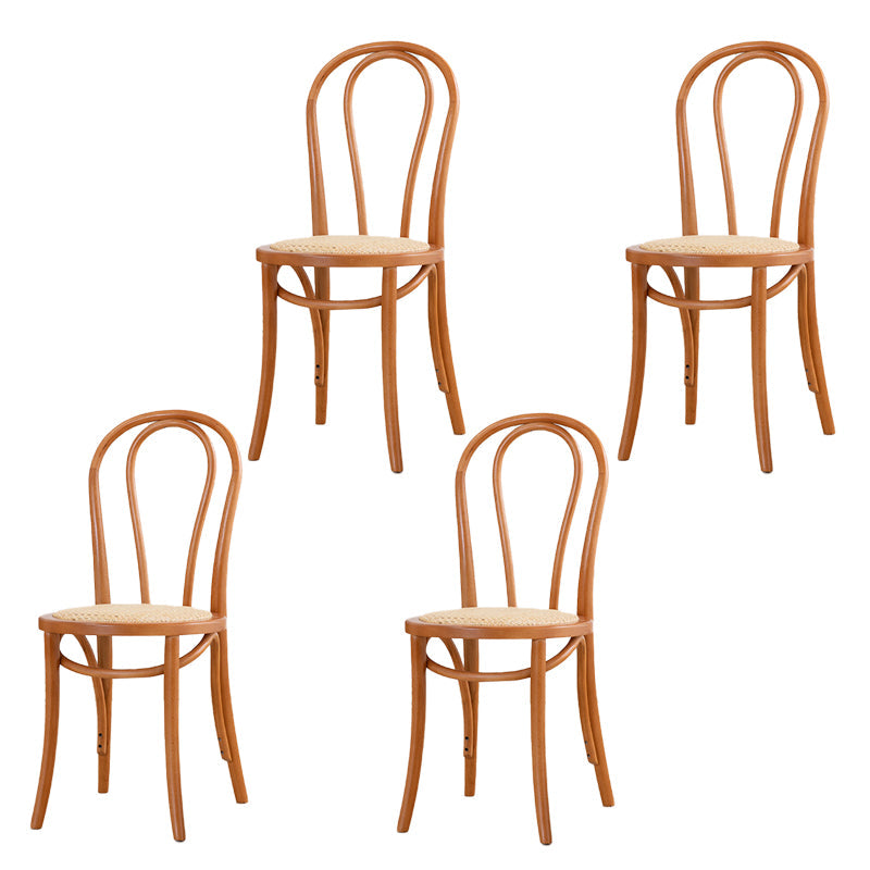 French Modern Style Solid Wood Dining Chairs Set Windsor Back Side Chair Khaki-Orange Rattan Set of 4 Clearhalo ' kitchen&dining_furn' 'Dining Chairs' 'Dining Tables & Seating' 'dining_chair' 'Furniture' 'furniture_dining_chair' 'Kitchen & Dining Furniture' 'kitchen' 3455663