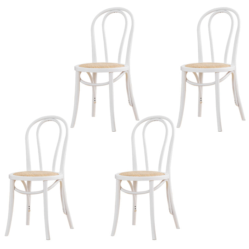 French Modern Style Solid Wood Dining Chairs Set Windsor Back Side Chair White Rattan Set of 4 Clearhalo ' kitchen&dining_furn' 'Dining Chairs' 'Dining Tables & Seating' 'dining_chair' 'Furniture' 'furniture_dining_chair' 'Kitchen & Dining Furniture' 'kitchen' 3455669