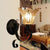 Bell Bedroom Sconce Light Retro Amber Glass Single Light LED Black Wall Mount Lighting, 15"/26" Tall