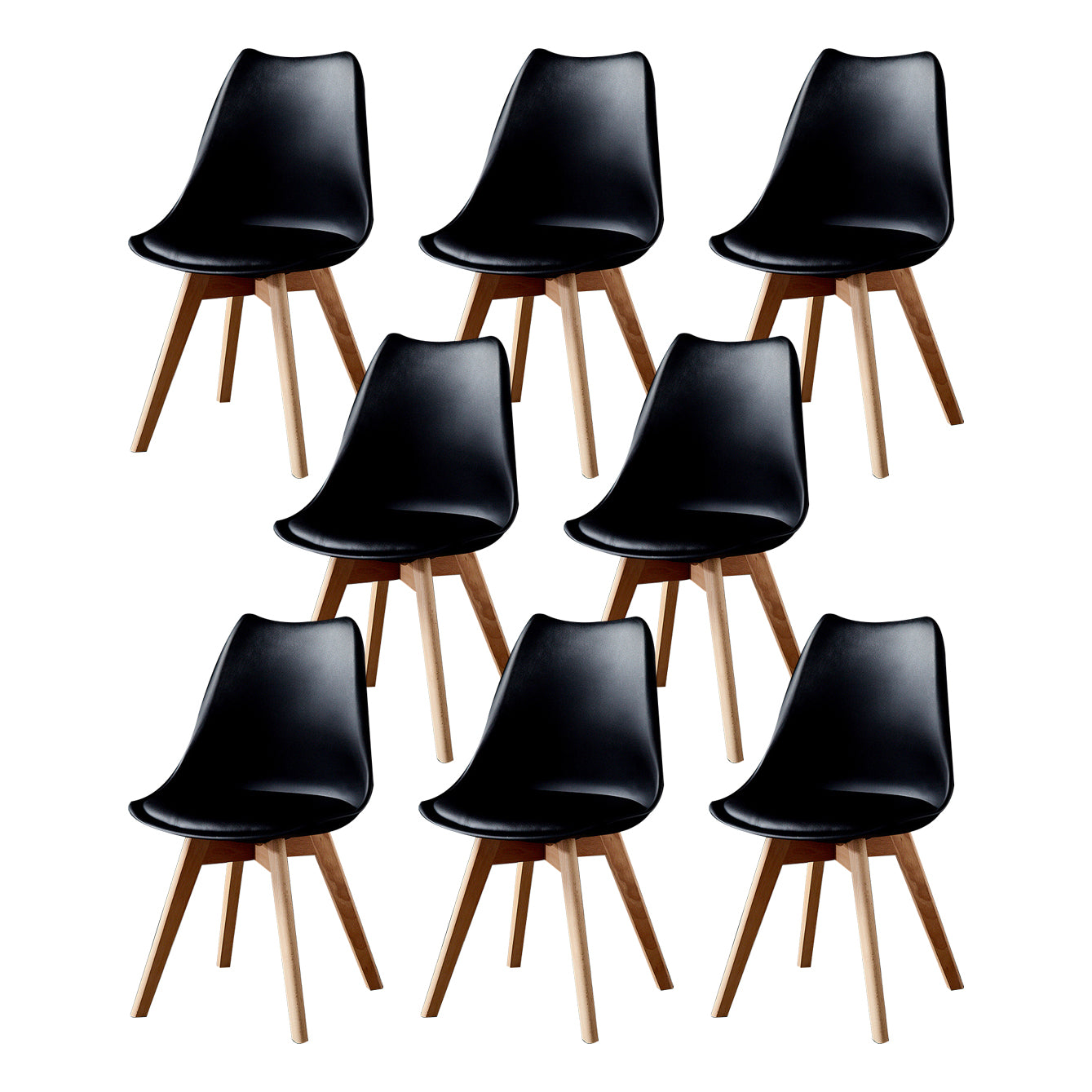 Wood Scandinavian Brasserie Side Chair Parsons Multi-color Dining Chair Black Set of 8 Clearhalo ' kitchen&dining_furn' 'Dining Chairs' 'Dining Tables & Seating' 'dining_chair' 'Furniture' 'furniture_dining_chair' 'Kitchen & Dining Furniture' 'kitchen' 3466655