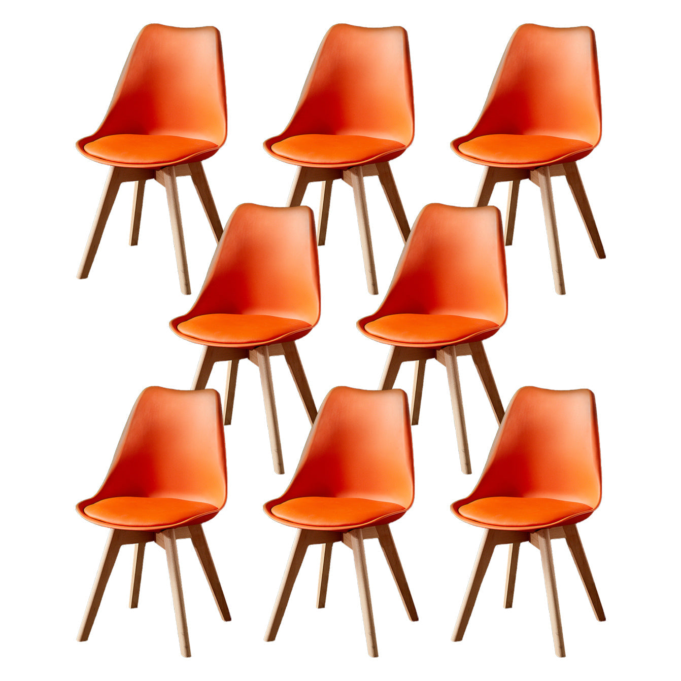 Wood Scandinavian Brasserie Side Chair Parsons Multi-color Dining Chair Orange Set of 8 Clearhalo ' kitchen&dining_furn' 'Dining Chairs' 'Dining Tables & Seating' 'dining_chair' 'Furniture' 'furniture_dining_chair' 'Kitchen & Dining Furniture' 'kitchen' 3466663