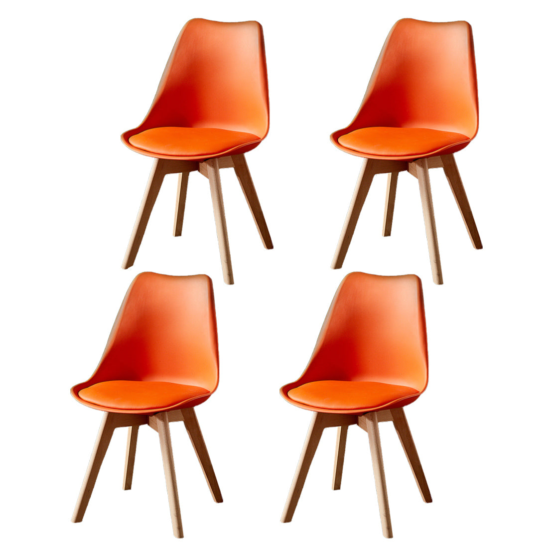 Wood Scandinavian Brasserie Side Chair Parsons Multi-color Dining Chair Orange Set of 4 Clearhalo ' kitchen&dining_furn' 'Dining Chairs' 'Dining Tables & Seating' 'dining_chair' 'Furniture' 'furniture_dining_chair' 'Kitchen & Dining Furniture' 'kitchen' 3466673